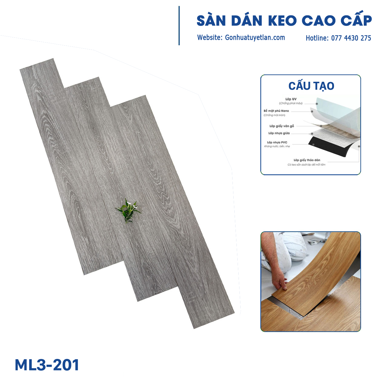 Sàn dán keo cao cấp ML3-201
