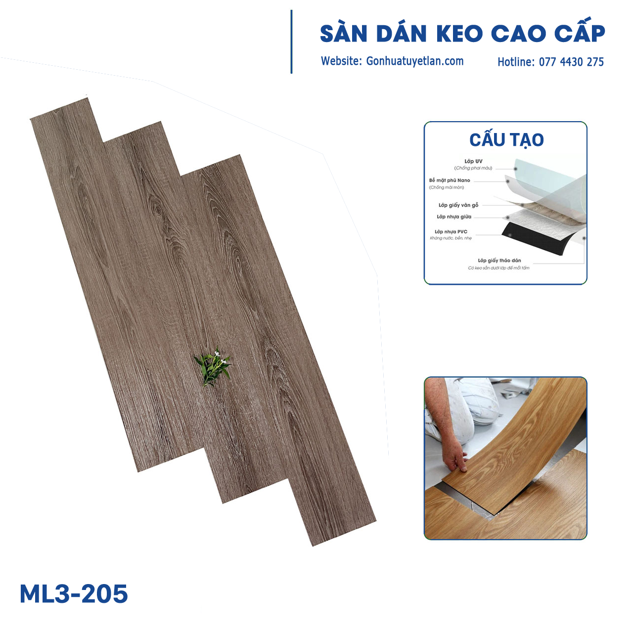 Sàn dán keo cao cấp ML3-205
